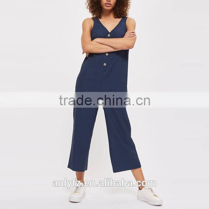 2017 new season women casual wear wholesale 100% polyester poplin breathable female custom jumpsuit