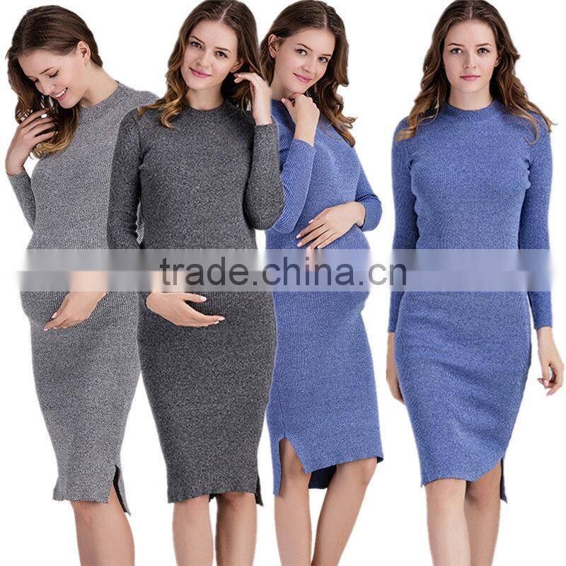Women Fashion Design Maternity Dress Pregnant Stretch Bandage Long Sleeve Dresses For Ladies