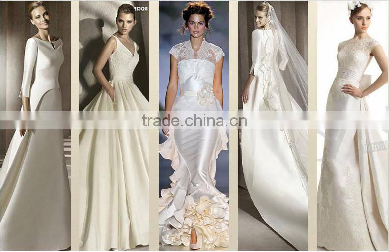 Latest Designs Elegant A-line Beaded Scoop Long Sleeve Floor-length Empire Lace Princess wedding gowns F12801