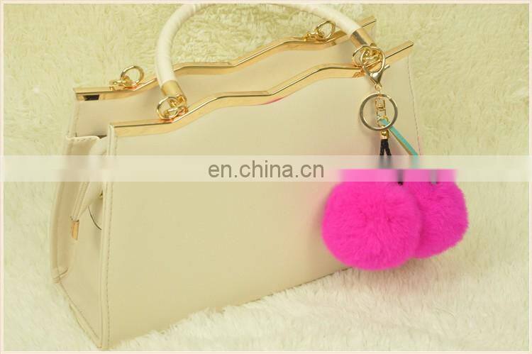 2016 Beautiful and Softly Cherry Accessory Genuine Rabbit Pompom Keychain Fur Ball