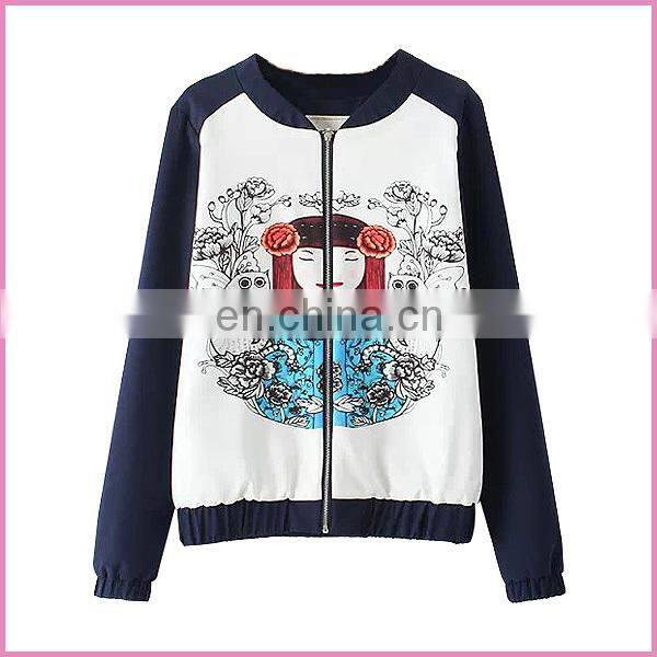 fashion design front cute carton printing girl's jacket