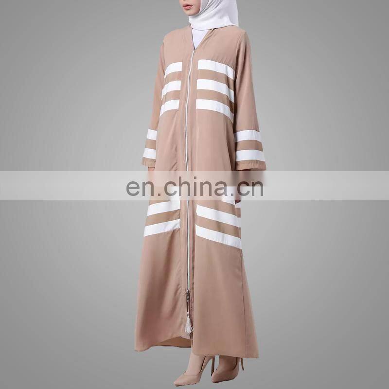 Newest zipped front open abayas islamic women clothing muslim cardigan