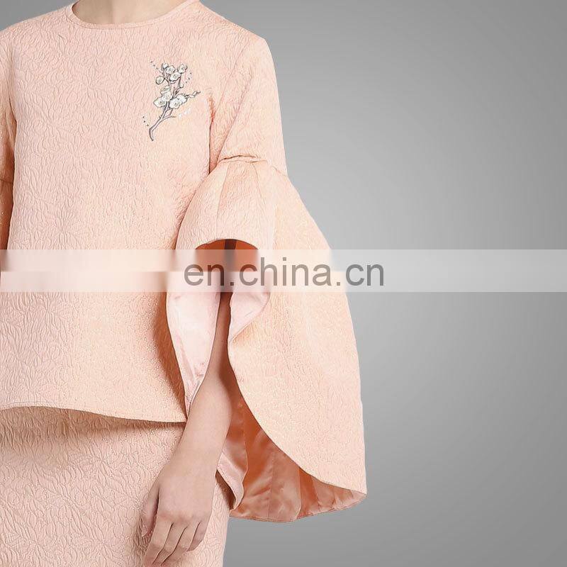 Round neckline rosie jacquard kebaya modern baju kurung