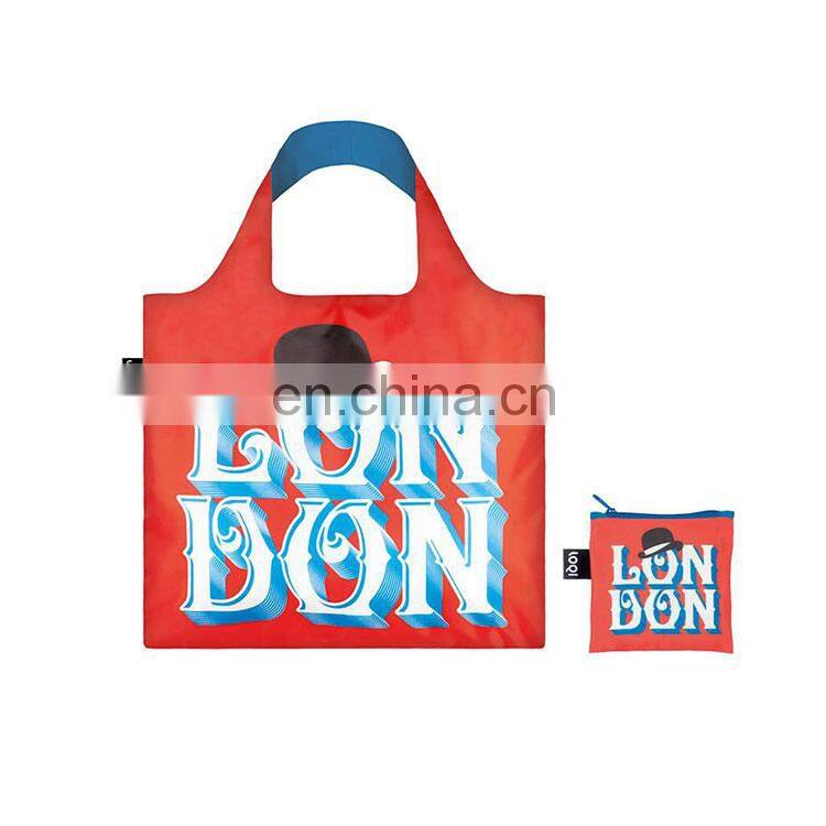 Waste-Less Reusable Folable Shopping Bag with Pouch Shoulder Grocery Tote