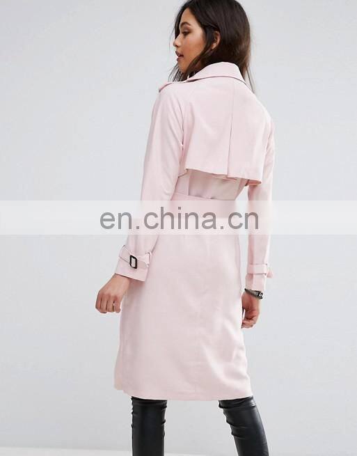 Womenv Pink Single Button ladies long Dust Coat