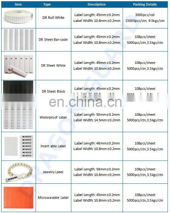 Anti-theft security AM DR label 58KHz label for supermarkets retail security labels