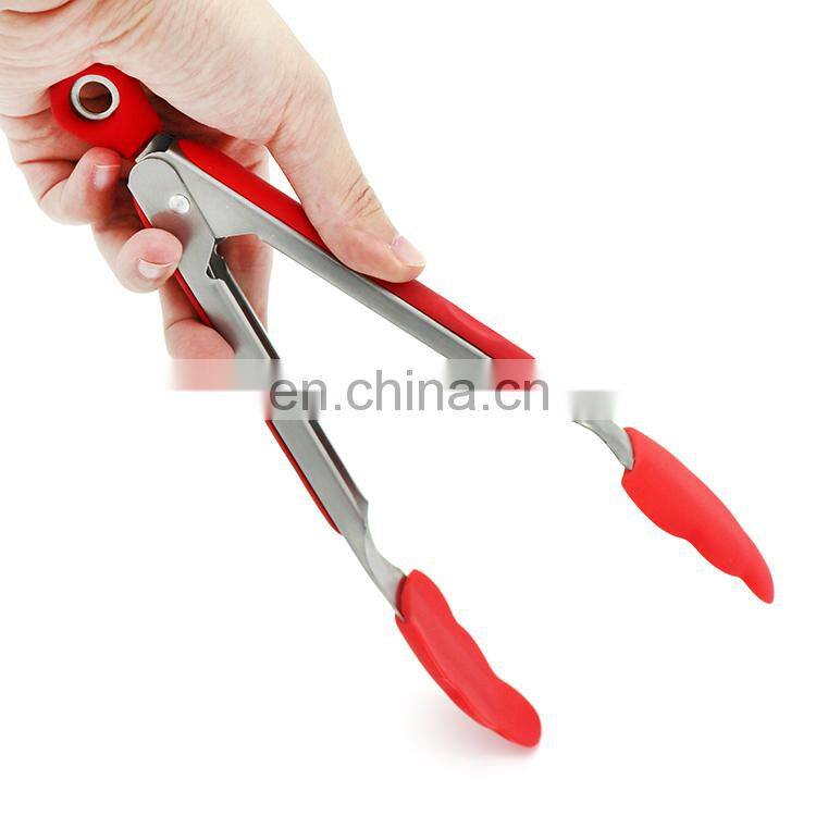 Hot Sell stainless steel handles silicone tongs with Lock
