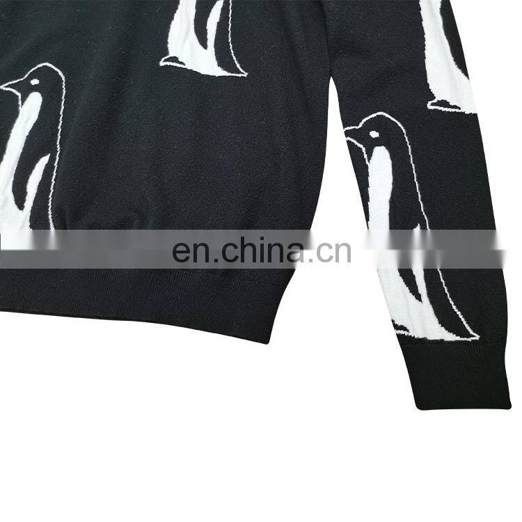 DiZNEW Custom latest flat knitting sweater fashion pattern crew neck fancy black men sweater