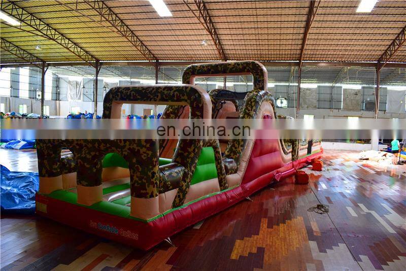 Kids outdoor camouflage boom camp inflatable bounce course for camping area