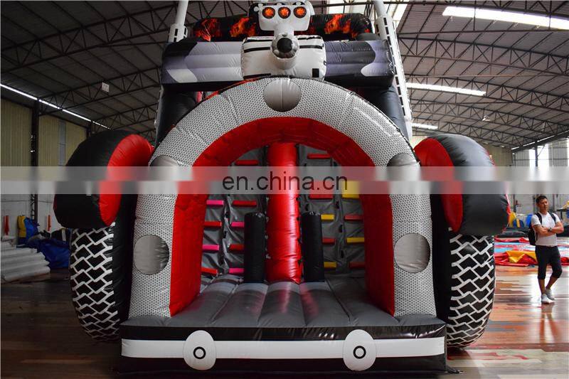 All in one Kids steam train theme inflatable obstacle course bounce house for sale