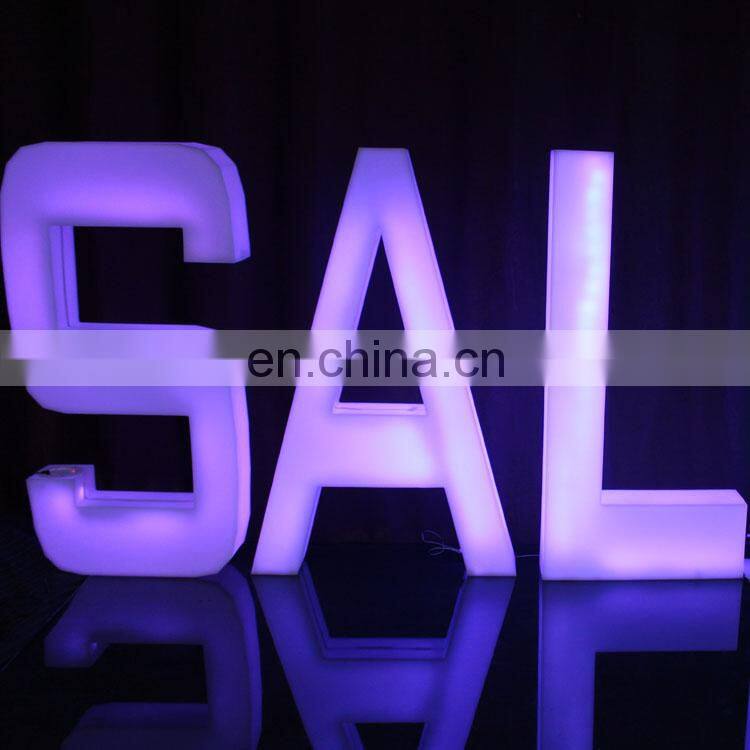 Rechargeable outdoor use wedding decoration remote control plastic led illuminated letters