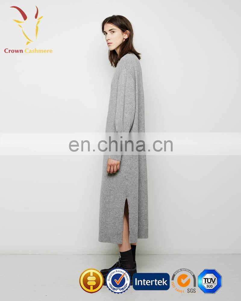Latest Knitting Design Long Style Lady Fitted Winter Cashmere Dress