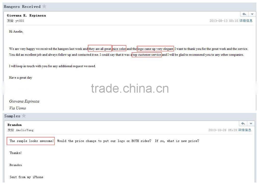 Crystal hangers beauty Acrylic hangers accept custom color