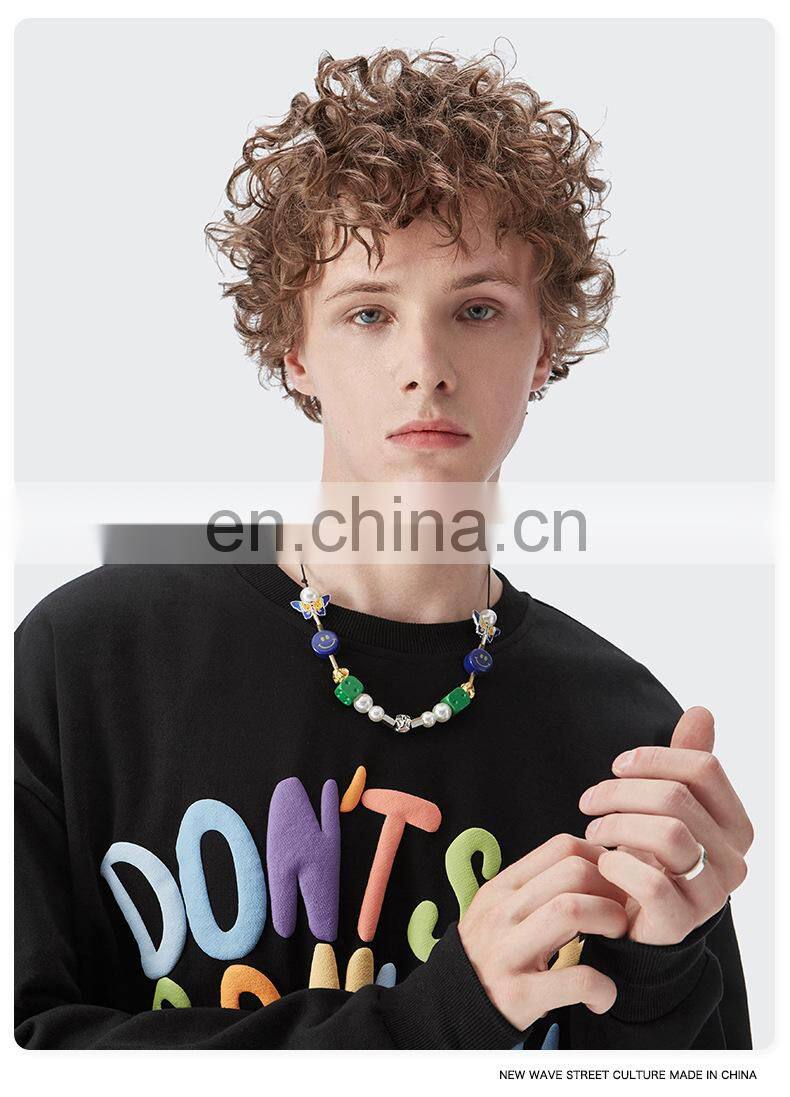 2021 autumn and winter new product brand three-dimensional foam printing color letters hip-hop men's terry sweater