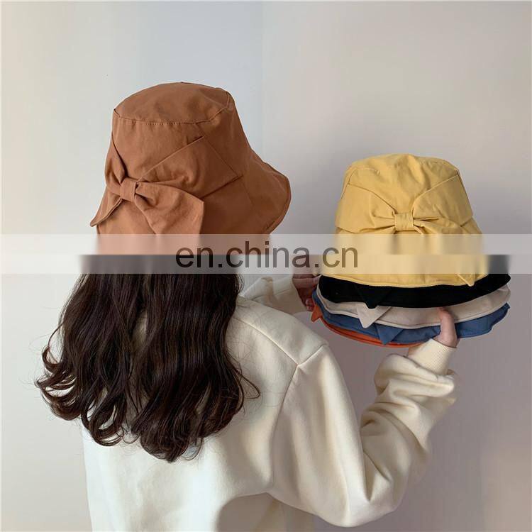 Customized fisherman hat spring and summer leisure sunshade soft foldable basin big bow sun hat