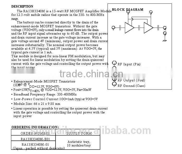 RA13H3340M 330-400MHz 13W 12.5V MOBILE RADIO Module