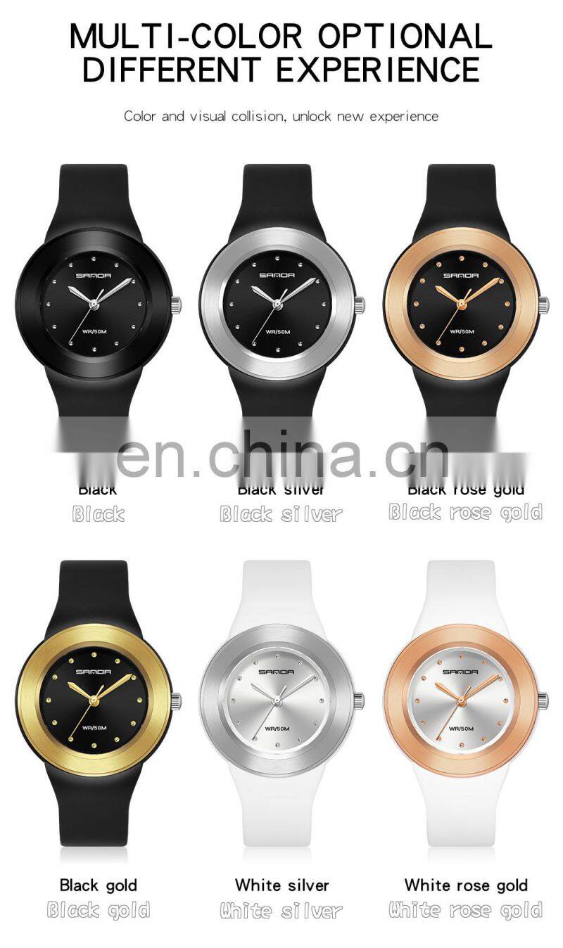 SANDA 3119 New Fashion Quartz Watch Women's Watches White Rose Gold Waterproof Women Casual Wristwatch