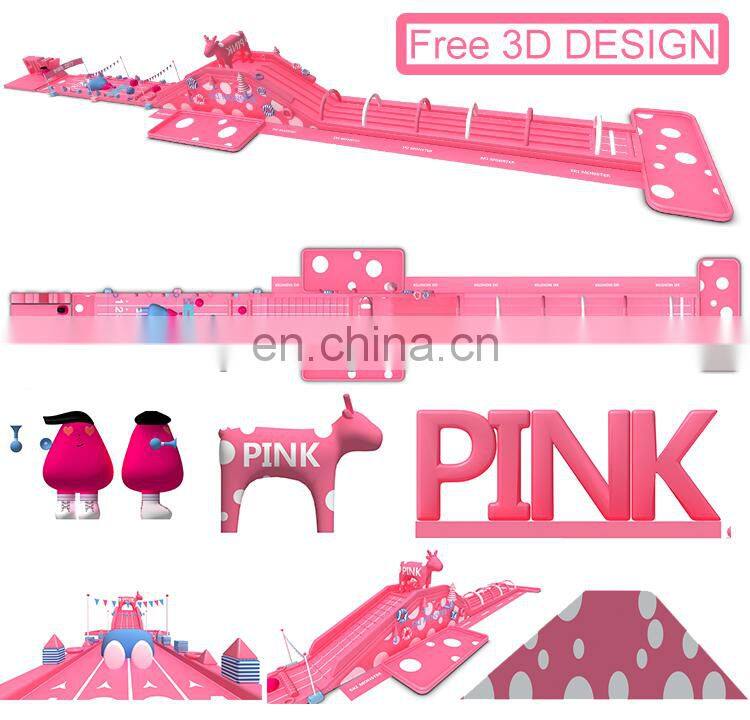 Commercial Big Super Pink Slip n Slide Inflatable Water Slide The City