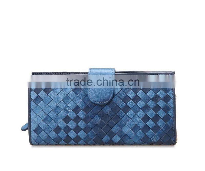good quality soft sheepskin wallet hand knitting long style purse hot selling lgenuine leather wallet