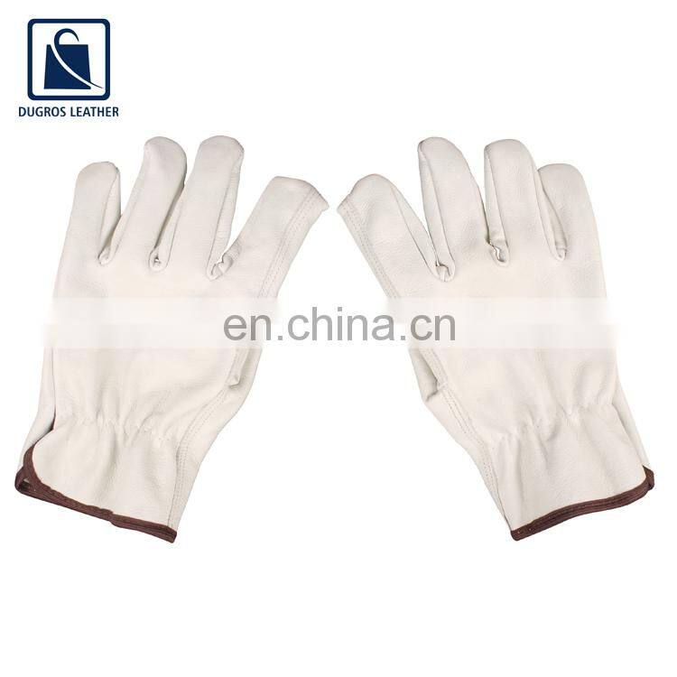 Normal Zig Zag Color Binding Straight Thumb Leather Gloves for Bulk Purchase