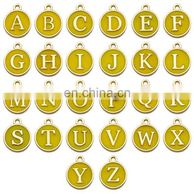 26pcs 12*14mm Alphabet Letter Enamel Charms Jewelry Handmade Pendants Jewelry Making Handmade DIY Bracelet