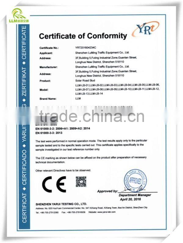 Traffic safety 122mm high compression aluminum LED solar road stud flashing light