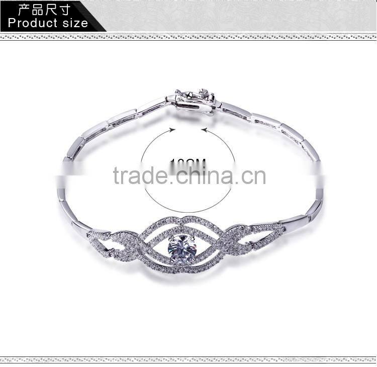 2016 Trendy Item Give Away Brass Jewelry Cc Crystal Clear White Gold Bracelet