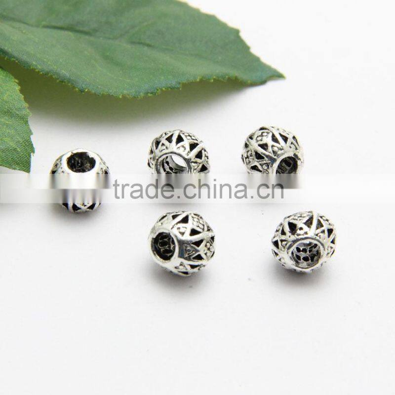 Factory Offer Big Hole Zinc Alloy Beads, DIY Anti-silver Big Hole Metal Beads for Bracelets and Necklace