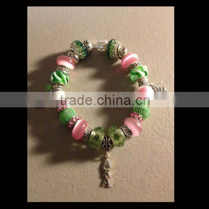 Customized Alpha Kapp Alpha Logo rhinestone greek divine sorority jewelry fancy AKA gift bangle bracelet