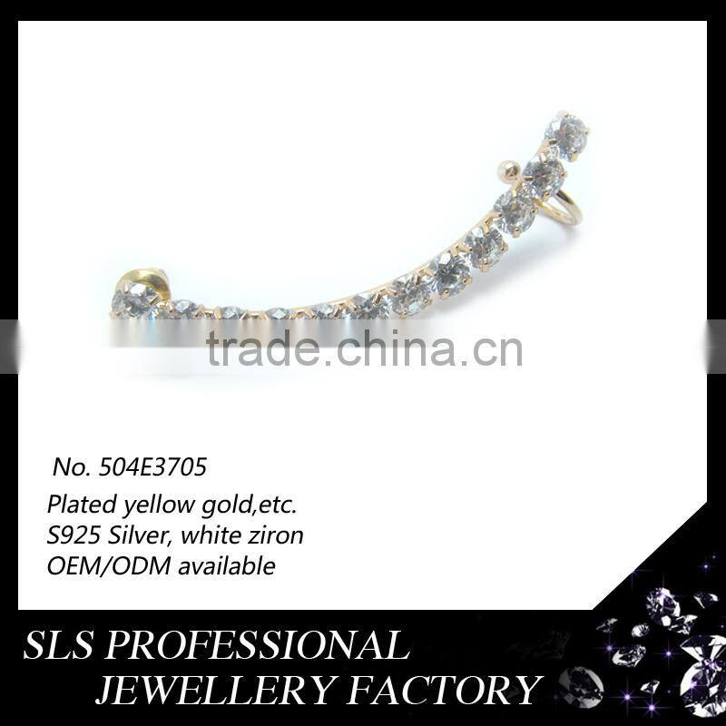 2015 new design Fashion jewelry American styles gold rhinestone Ear Climber Earcuff Jewelry earrings