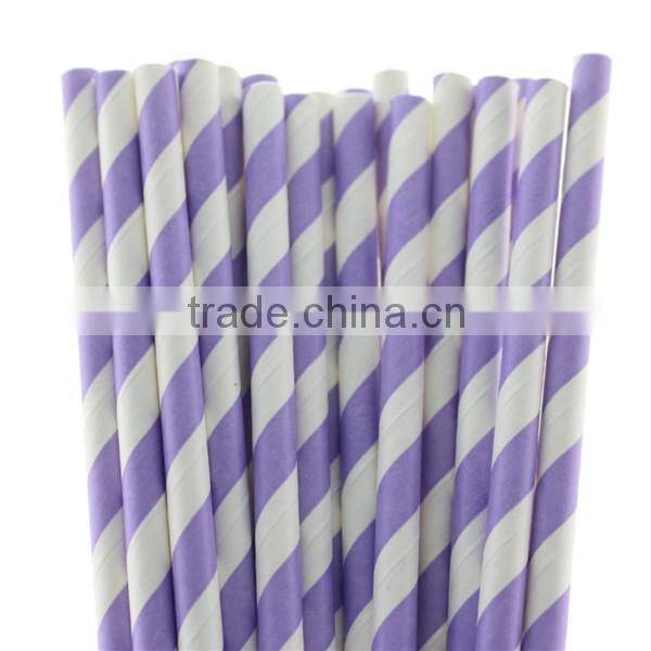 Disposable Tableware Light Pink Striped Paper Straw Plate Cup Napkin