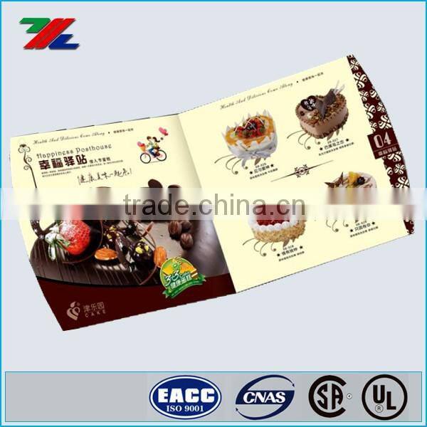 Beautiful Custom Printed Folded Cake Menu Paper cards / Folded Cake Menu Booklet Colorful Custom Printed