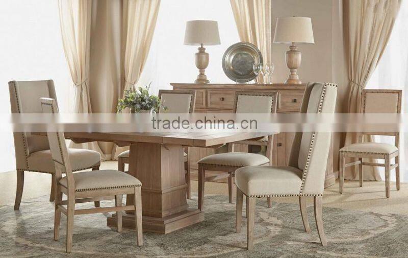 French Style Solid Oak Wood Design Dining Armless Chair With White Back