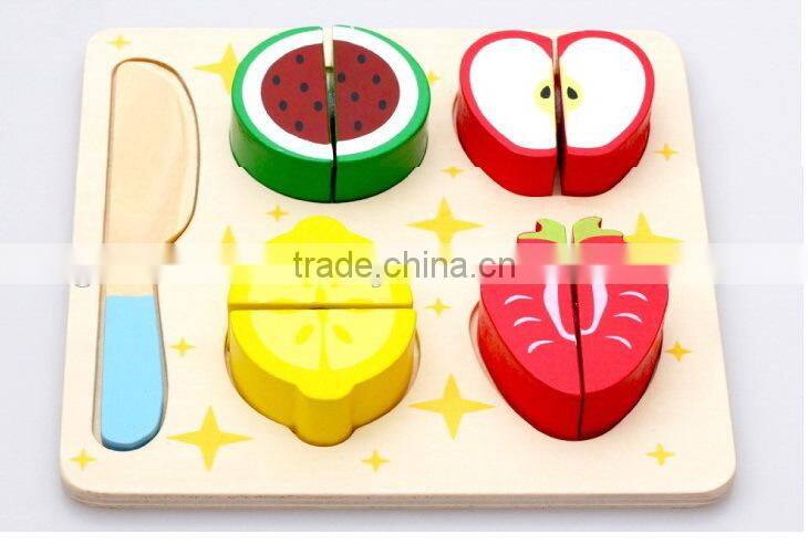 2015 New fruit cutting wooden puzzle toys for children