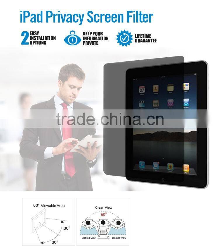 2 way anti-spy screen protector for ipad with paper packaging