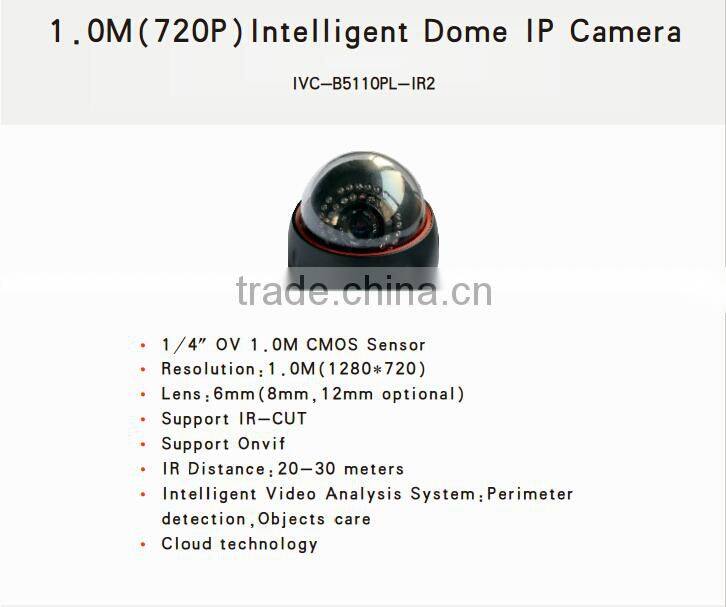 H.264 HD. (1.0 Megapixel) 720P IR Indoor Dome ip Camera1/3'CMOS