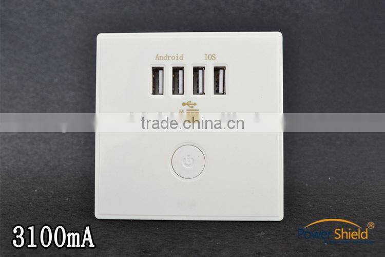 Hotel/Home/Residential Universal Electrial wall Schuko socket with 4 USB Charging output 4800Amp Pure Brass Top quality Material