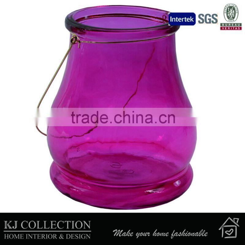 Cheap Small Colored Hanging Glass Candle Holder Lanterns