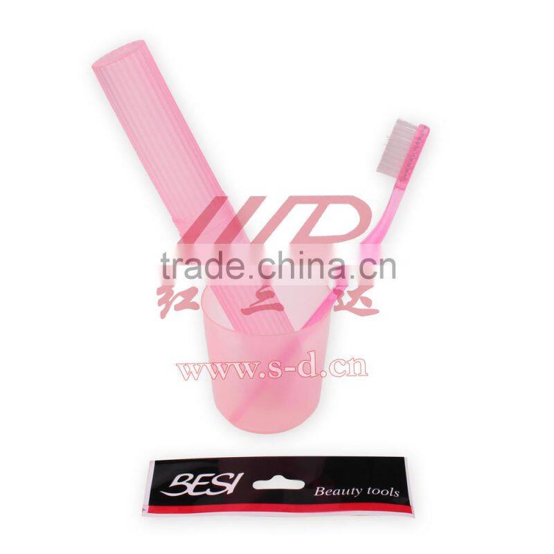 Travel set toothbrush barrel