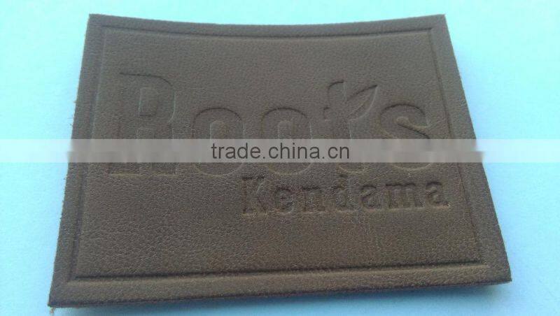 good quality brown color custom embossed leather label
