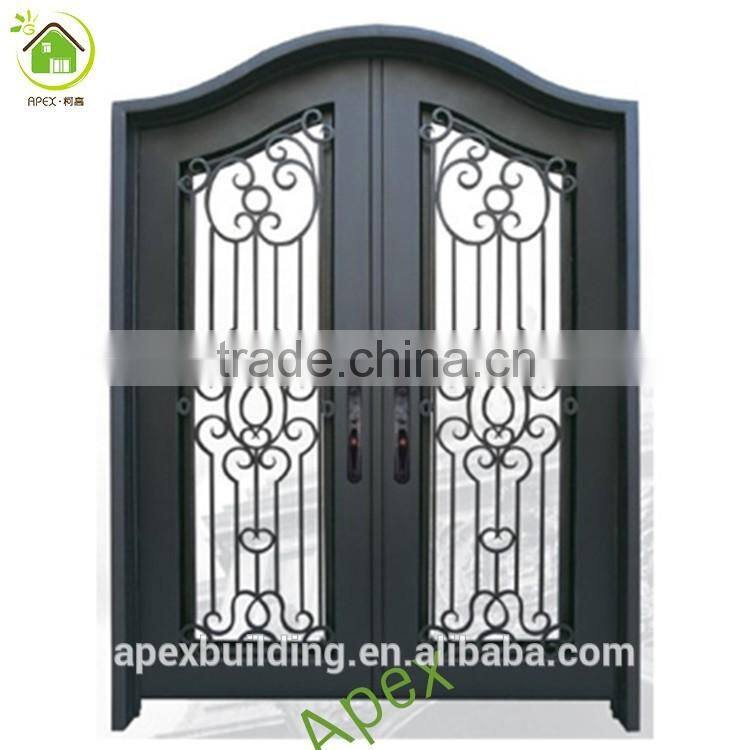 Arc top front door with iron and glass/security iron doors
