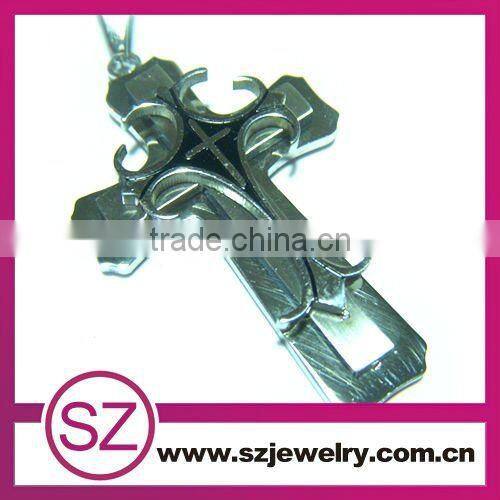 Fashion men cross design stainless steel necklace pendant