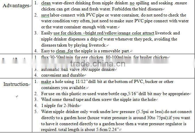 Economical price nipple chicken drinkers for layers