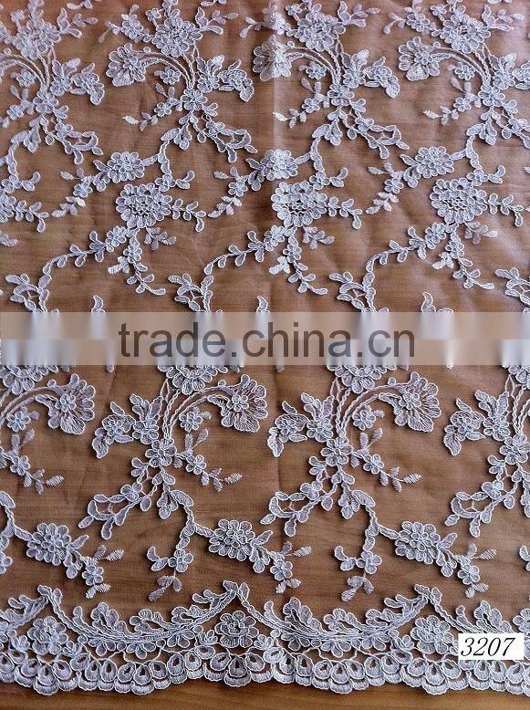 2015 wholesale fashion cording lace fabric for bridal
