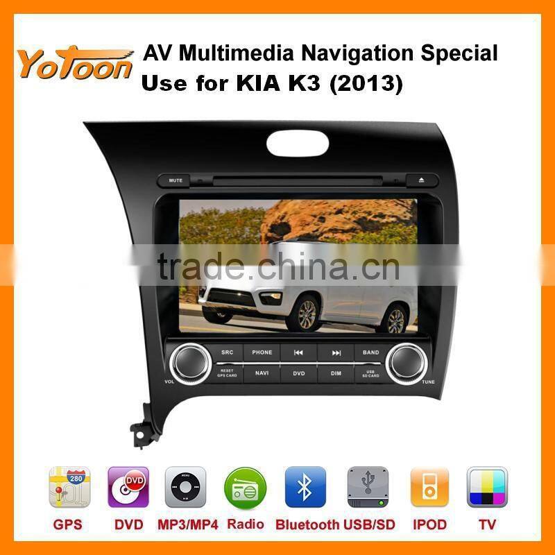 Car DVD GPS Player for K3(2013),HD/PIP/11 languages USB/SD/BT/IPOD/AV-in/AUX/ back view/car logo/wallpaper
