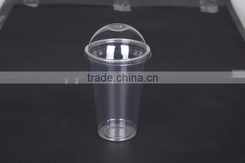 White pet plastic tea cup with straw