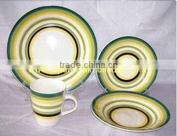 16pcs hand printed stoneware dinner set