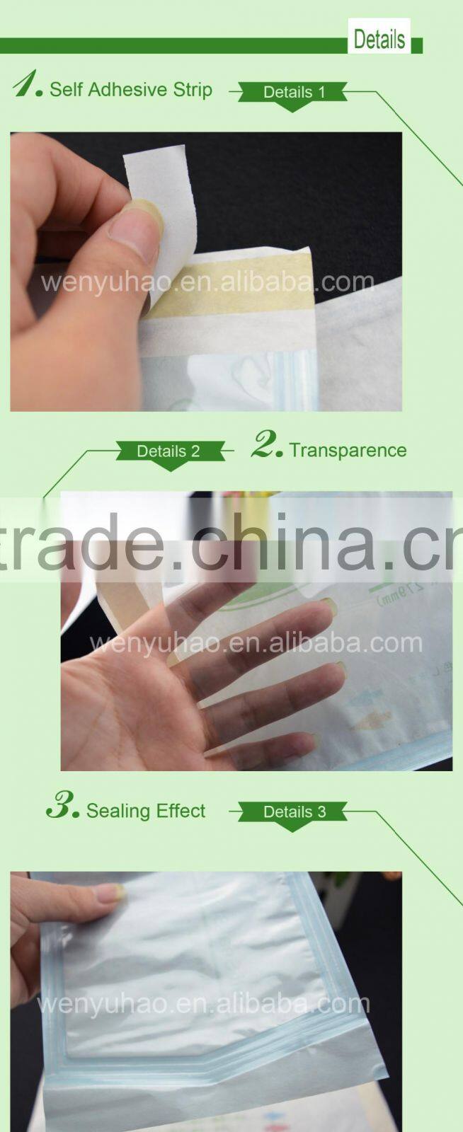 self seal sterilization pouch / one side clear paper custom printing packing plastic bag