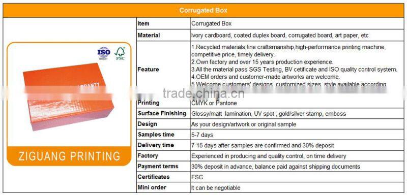 Custom Printed corrugated boxes shipping
