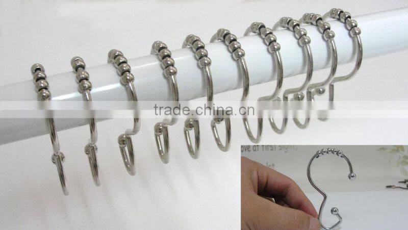 100% metal shower curtain hooks/304 stainless steel curtain hooks